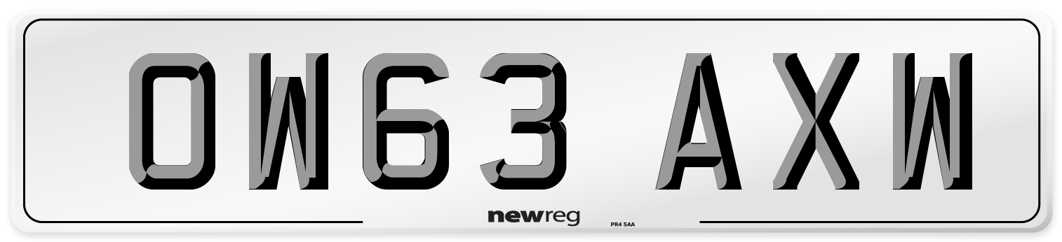OW63 AXW Number Plate from New Reg